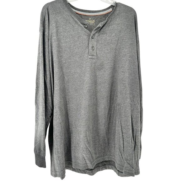 Outdoor Life Shirt Mens 3XL Wilderness Sueded Henley Gray Long Sleeve - Picture 1 of 6
